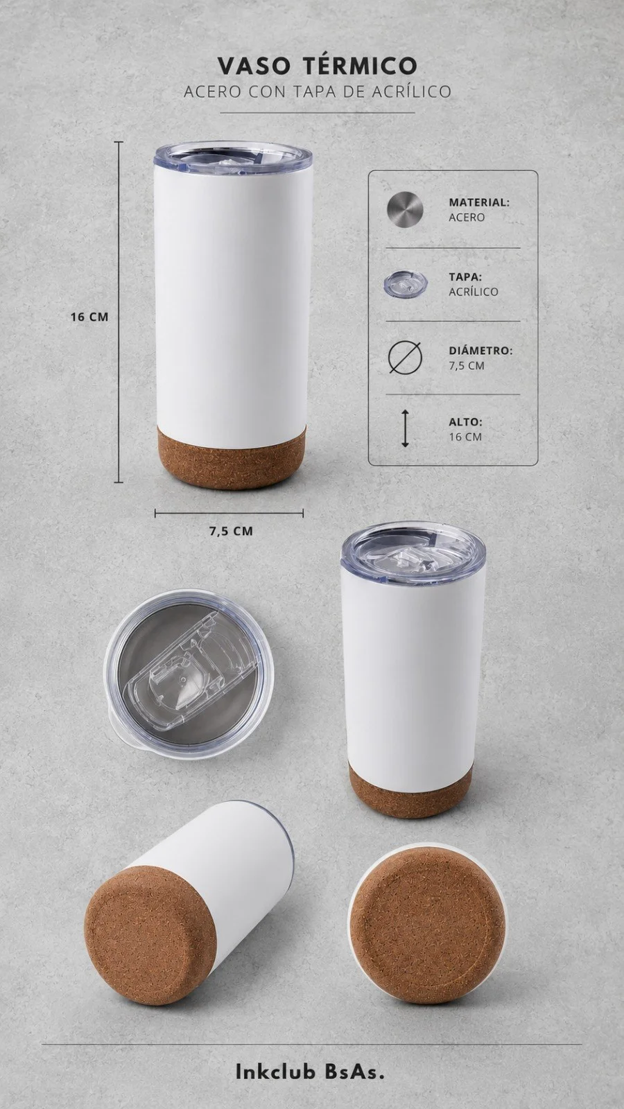 Vaso termico base de corcho