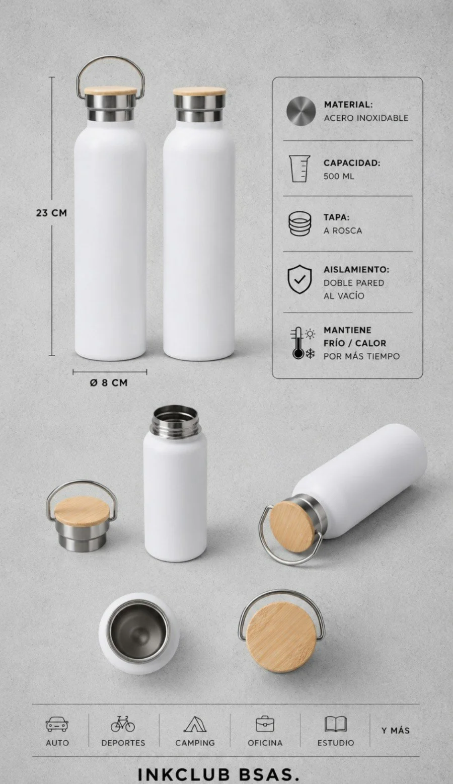 Termo con tapa de bamboo